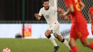 New Zealand's Tim Payne controls the ball during the football match between New Zealand and China at Mt Smart Stadium in Auckland on March 23, 2023.