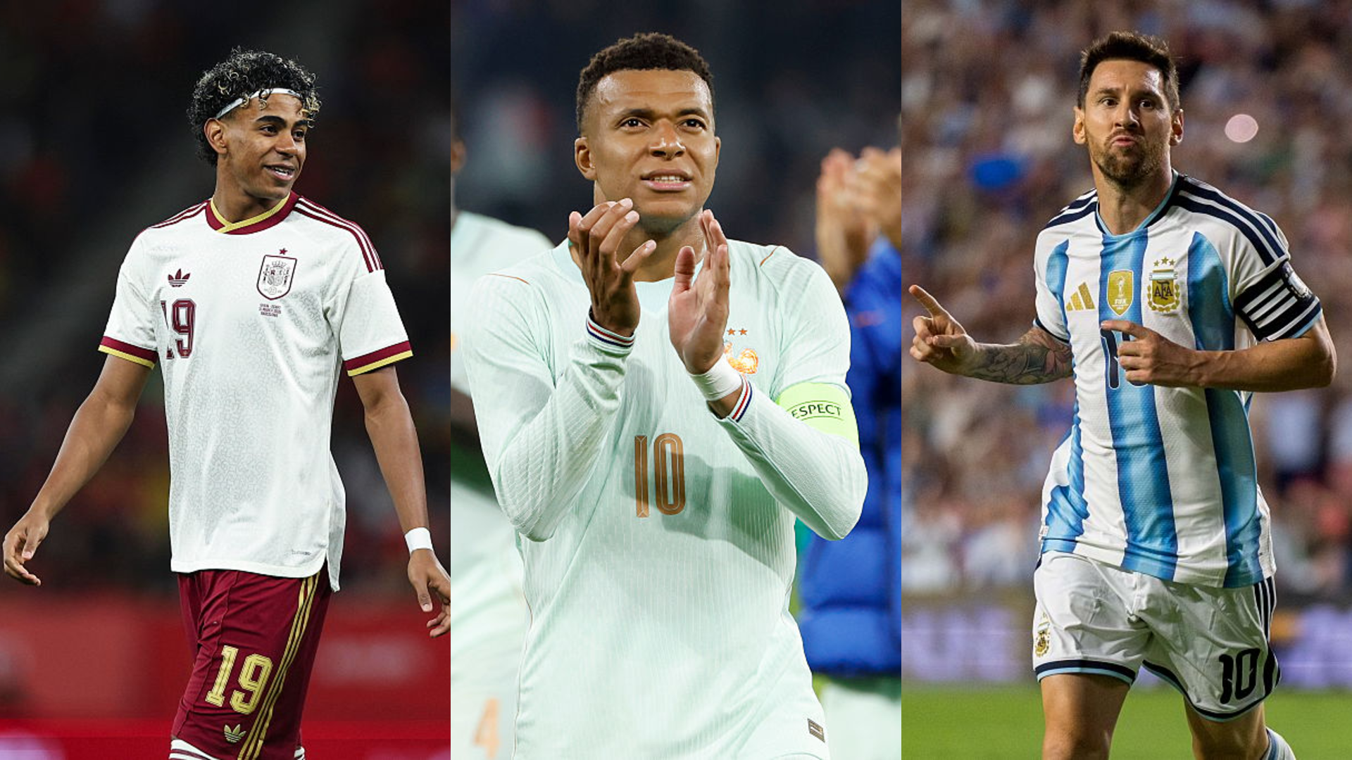Lamine Yamal, Kylian Mbappé és Lionel Messi.