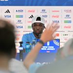 Vinicius Junior a Marokkó elleni vb-mérkőzés előtti sajtótájékoztatón.