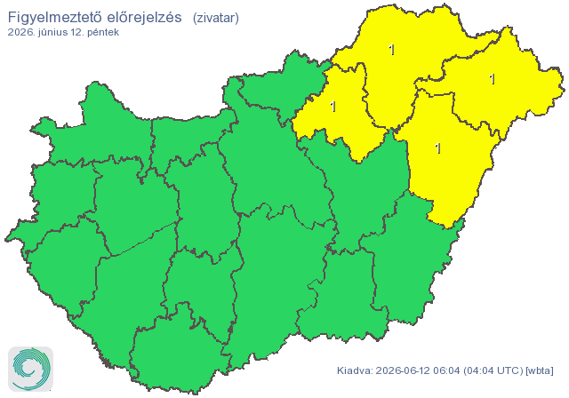 Négy vármegyében is zivatarokra figyelmeztetnek 1 zivatar