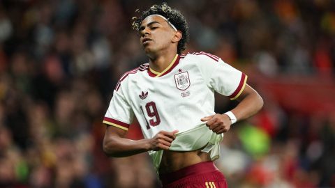 Lamine Yamal of Spain during the friendly match between the Spanish and Egyptian national teams at RCD Stadium in Barcelona, Spain, on 31 March, 2026. The match takes place prior to the FIFA World Cup. (Photo by Gongora/NurPhoto)