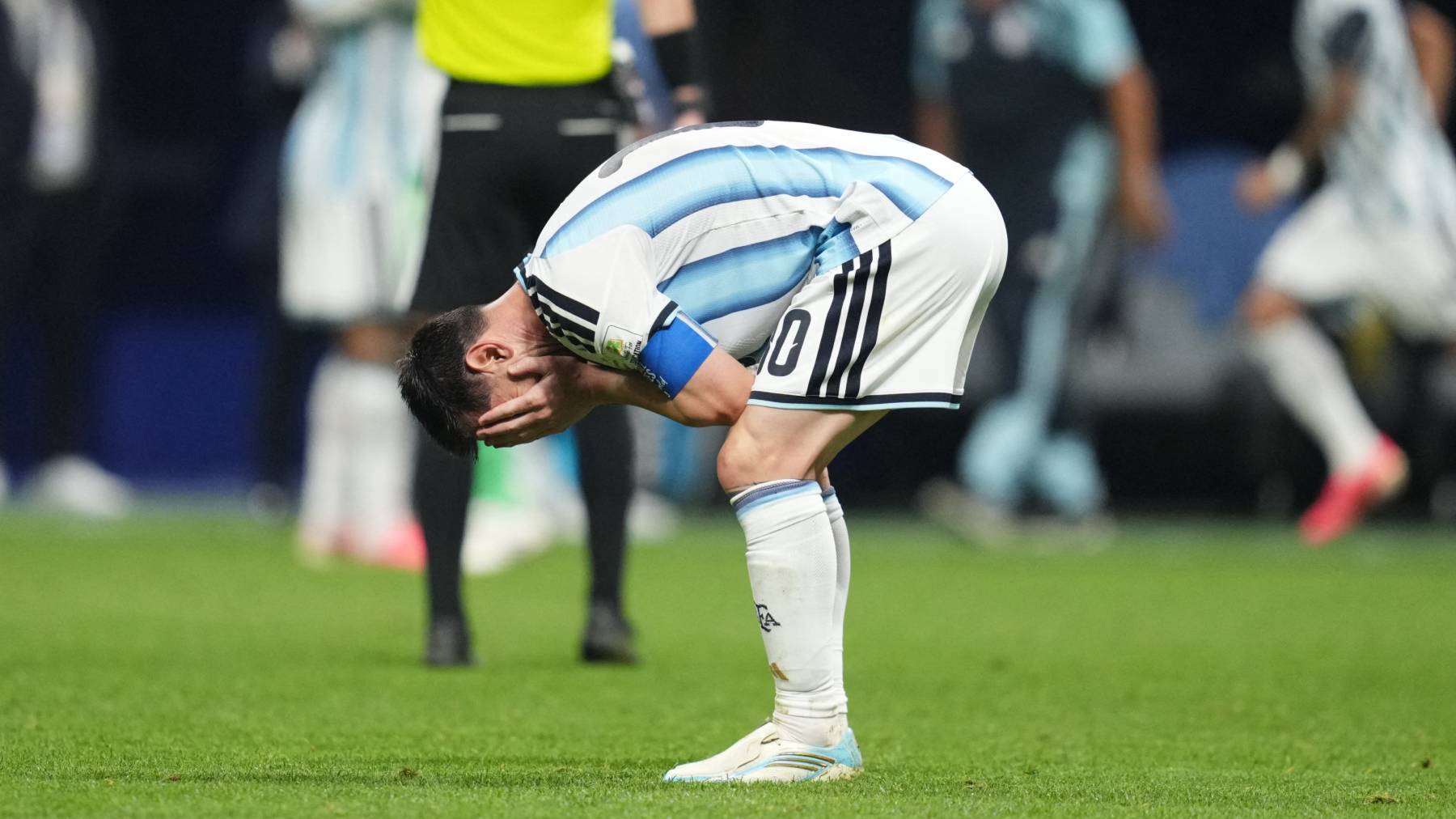 Lionel Andres Messi (Argentina) with post game celebration during Round of 16 FIFA World Cup 2026, Argentina and Egypt, Atlanta Stadium, Atlanta, United States on July 07 2026. (Photo by Ulrik Pedersen/NurPhoto)