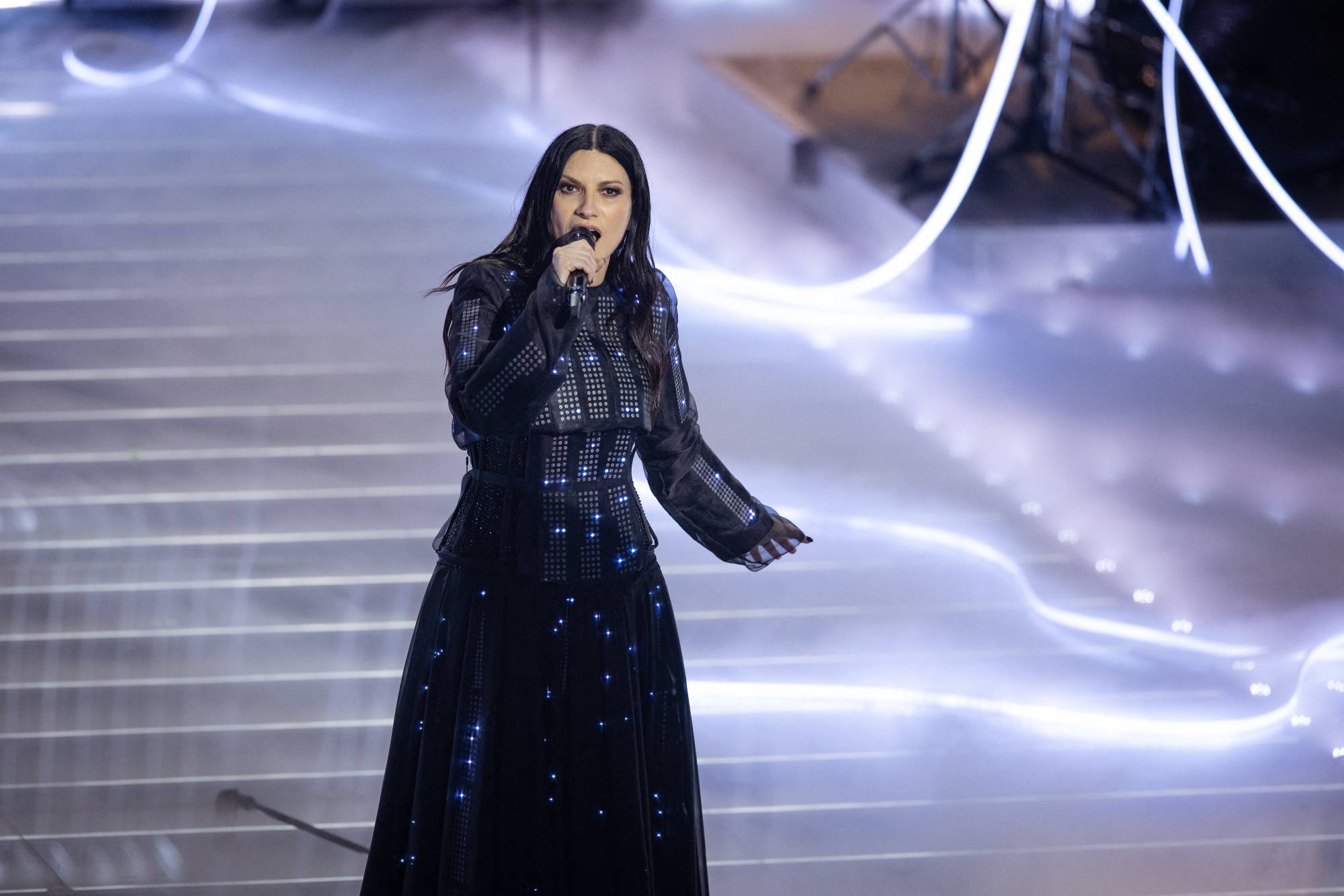 Laura Pausini attends the 76th Sanremo Music Festival 2026 at Teatro Ariston in Sanremo, Italy, on March 1, 2026. (Photo by Alessandro Tocco/NurPhoto)
