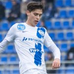 Átrok István Zalán, az MTK játékosa a labdarúgó Fizz Liga 18. fordulójában játszott Zalaegerszegi TE FC - MTK Budapest mérkőzésen a zalaegerszegi ZTE Arénában 2025. december 20-án.