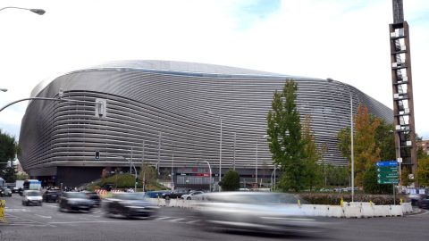 MADRID, SPAIN - OCTOBER 22: General view outside the stadium prior to the UEFA Champions League 2025/26 League Phase MD3 match between Real Madrid C.F. and Juventus at Estadio Santiago Bernabeu on October 22, 2025 in Madrid, Spain. (Photo by David Ramos - UEFA/UEFA via Getty Images)