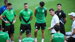 Borbély Balázs vezetőedző a Ferencváros TC labdarúgócsapatának edzésén a Groupama arénában 2026. július 15-én.