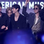 South Korean boy band BTS accepts the Artist of the Year Award on stage during the American Music Awards at the MGM Grand Garden Arena in Las Vegas, Nevada on May 25, 2026.