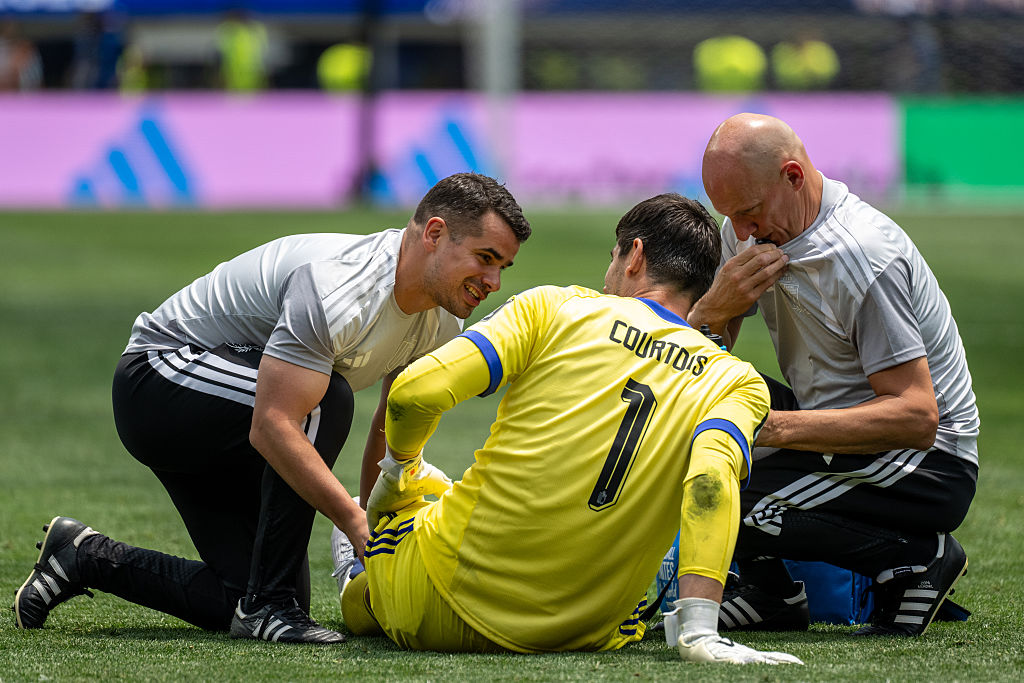 Thibaut Courtois megsérült a spanyolok elleni vb-meccsen.