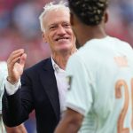 Desire Doue (France) and Didier Deschamps (France) celebrate during Quarter final FIFA World Cup 2026, France and Morocco, Boston Stadium, Boston, USA on July 09 2026. (Photo by Ulrik Pedersen/NurPhoto)