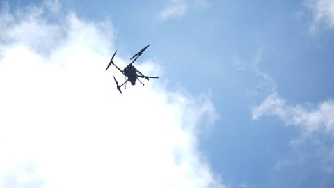 A police drone above Dallas Stadium in Arlington, Texas, ahead of England's opening game against Croatia at the 2026 World Cup. Picture date: Wednesday June 17, 2026. (Photo by James Manning/PA Images via Getty Images)