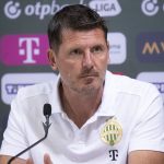 Borbély Balázs vezetőedző a Ferencváros TC labdarúgócsapatának sajtótájékoztatóján.