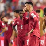 Cristiano Ronaldo és a portugál válogatott tagjai a kiesést követően.