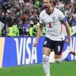 Harry KANE of England reacts after converting a penalty kick in the second half of the FIFA World Cup 2026 round-of-16 match between Mexico and England at Estadio Azteca in Mexico City, Mexico, on July 5, 2026. ( The Yomiuri Shimbun )