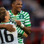 ENSCHEDE, NETHERLANDS - JULY 23: Kristoffer Zachariassen of Ferencvaros and Lenny Joseph of Ferencvaros celebrate their team's second goal during the UEFA Europa League 2026/27 second qualifying round first leg match between FC Twente and Ferencvaros at FC Twente Stadium on July 23, 2026 in Enschede, Netherlands. (Photo by Rene Nijhuis/MB Media/Getty Images)