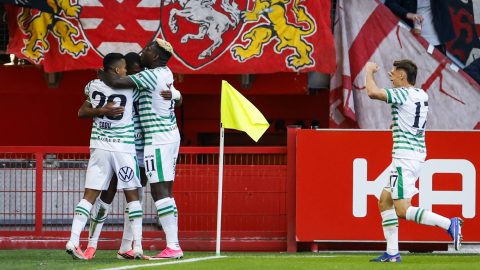 ENSCHEDE - Lenny Joseph of Ferencváros celebrates the 0-1 during the UEFA Europa League Second Qualifying Round match between FC Twente and Ferencváros at Stadion De Grolsch Veste on July 23, 2026, in Enschede, the Netherlands. PIETER STAM DE JONGE / ANP (Photo by ANP via Getty Images)