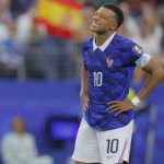 Kylian Mbappé a spanyolok elleni vb-meccsen.