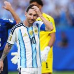 Lionel Messi of Argentina reacts during the FIFA World Cup 2026 Round Of 32 match between Argentina and Cabo Verde at Miami Stadium on July 3, 2026 in Miami Gardens, United States. (Photo by Jose Breton/Pics Action/NurPhoto)