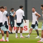 Lionel Messi az argentinok vb-döntő előtti utolsó edzésén.