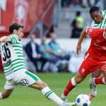 ENSCHEDE, NETHERLANDS - JULY 23: (L-R) Gabi Kanichowsky of Ferencvarosi TC, Thomas van den Belt of FC Twente, Lenny Joseph of Ferencvarosi TC during the UEFA Europa League match between FC Twente v Ferencvaros at the De Grolsch Veste on July 23, 2026 in Enschede Netherlands (Photo by Jeroen van den Berg/Soccrates/Getty Images)