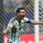 Lionel Andres Messi (Argentina) scores and celebrates his teams second goal during Round of 16 FIFA World Cup 2026, Argentina and Egypt, Atlanta Stadium, Atlanta, United States on July 07 2026. (Photo by Ulrik Pedersen/NurPhoto)