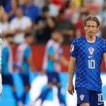 Croatia's midfielder #10 Luka Modric reacts next to Portugal's forward #07 Cristiano Ronaldo during the 2026 World Cup round of 32 football match between Portugal and Croatia at the Toronto Stadium in Toronto on July 2, 2026.
