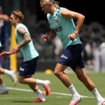 Norway's forward #09 Erling Braut Haaland takes part in a training session at the Inter Miami CF Training Facility in Fort Lauderdale on July 9, 2026, during the 2026 World Cup football tournament.