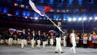 Az orosz csapat a 2016-os riói olimpia megnyitóján.