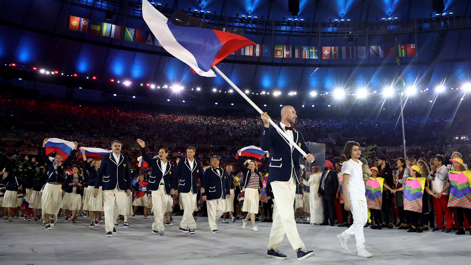 Az orosz csapat a 2016-os riói olimpia megnyitóján.