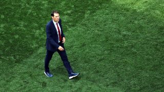 INGLEWOOD, CALIFORNIA - JULY 10: Rudi Garcia, Head Coach of Belgium, walks off the pitch after the 1-2 loss during the FIFA World Cup 2026 Quarter Final match between Spain and Belgium at Los Angeles Stadium on July 10, 2026 in Inglewood, California. Alex Grimm/Getty Images/AFP