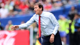 SEATTLE, WASHINGTON - JULY 01: Rudi Garcia, Head Coach of Belgium, gestures during the FIFA World Cup 2026 Round Of 32 match between Belgium and Senegal at Seattle Stadium on July 01, 2026 in Seattle, Washington. Alex Grimm/Getty Images/AFP
