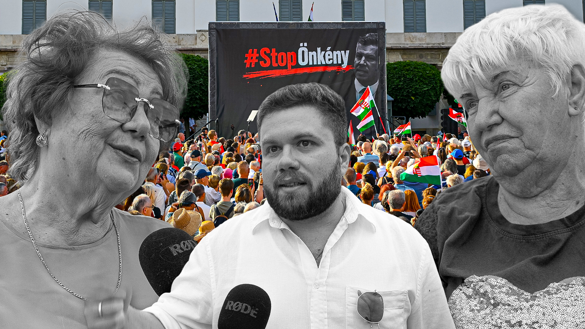 Tüntetők nyilatkoznak a Fidesz által szervezett demonstráción
