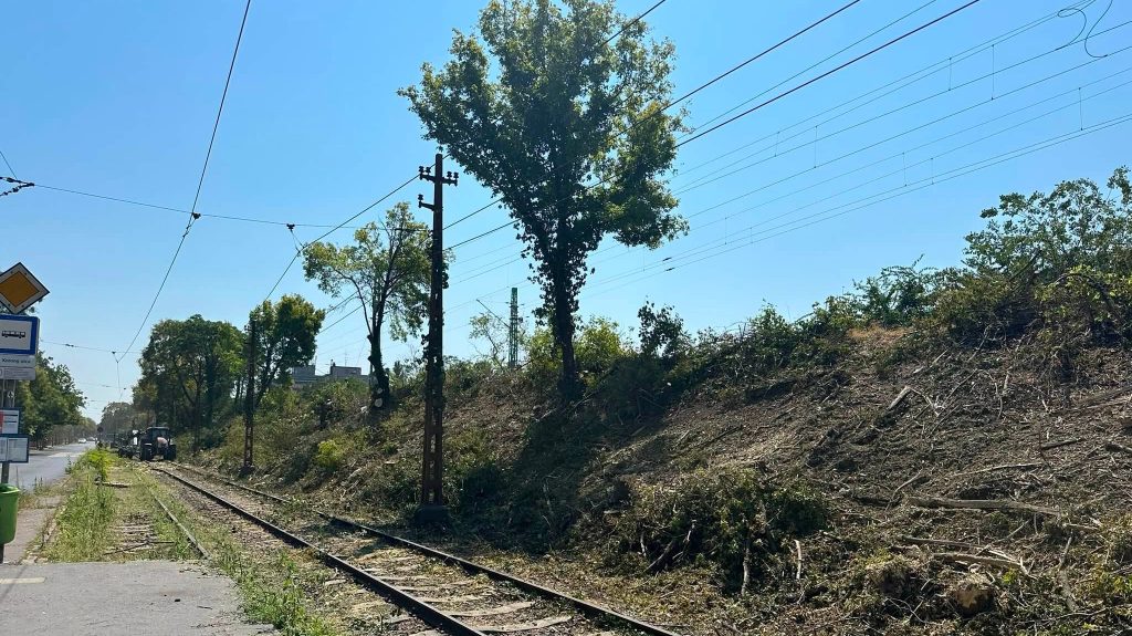 Tarvágást indított a MÁV a Mexikó úti kilométeres zöld sávban, poros töltésoldal maradt utána