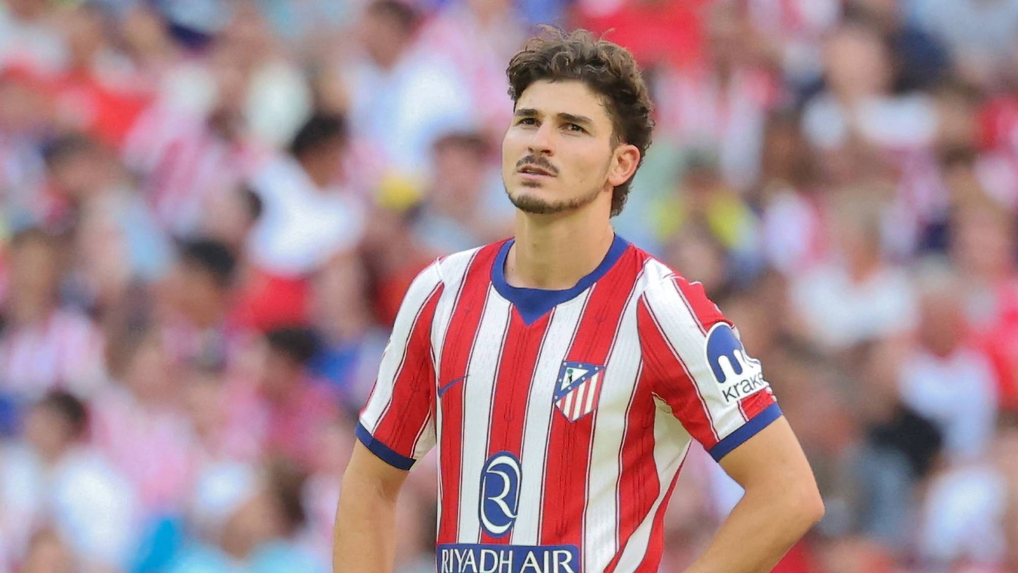 Atletico Madrid's Argentine forward #19 Julian Alvarez is pictured amid boos from home supporters during the Spanish league football match between Club Atletico de Madrid and Villarreal CF at Metropolitano Stadium in Madrid on August 23, 2026. FC Barcelona are still looking for a striker after Atletico Madrid rejected their bid to sign Julian Alvarez, AFP reports.