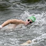 Betlehem Dávid a férfi nyíltvízi úszók 10 kilométeres versenyében a párizsi vizes Európa-bajnokságon a Szajnán 2026. augusztus 4-én.
