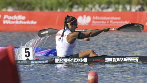 Csikós Zsóka a kajak-kenu világbajnokság női kajak egyes 1000 méteres számának középfutamában Poznanban 2026. augusztus 27-én.