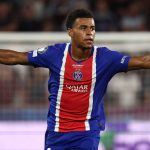 Paris Saint-Germain's French midfielder #14 Desire Doue celebrates scoring the 2-1 goal during the UEFA Supercup football match between Champions League winners Paris Saint Germain (PSG) and Europa League winners Aston Villa in Salzburg, Austria on August 12, 2026.