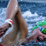 Fábián Bettina a női nyíltvízi úszók 3 kilométeres versenyében a párizsi vizes Európa-bajnokságon a Szajnán 2026. augusztus 7-én.