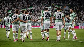 A Ferencváros játékosai a Trabzonspor elleni mérkőzésen.