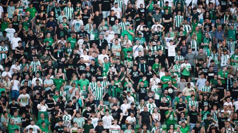 A Ferencváros szurkolói a Ferencváros - Real Madrid nemzetközi felkészülési mérkőzésen a Groupama Arénában 2026. augusztus 8-án.