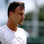 Fucsovics Márton az amerikai Learner Tien elleni mérkőzésen a wimbledoni teniszbajnokság férfi egyesének második fordulójában, Londonban 2026. július elsején.
