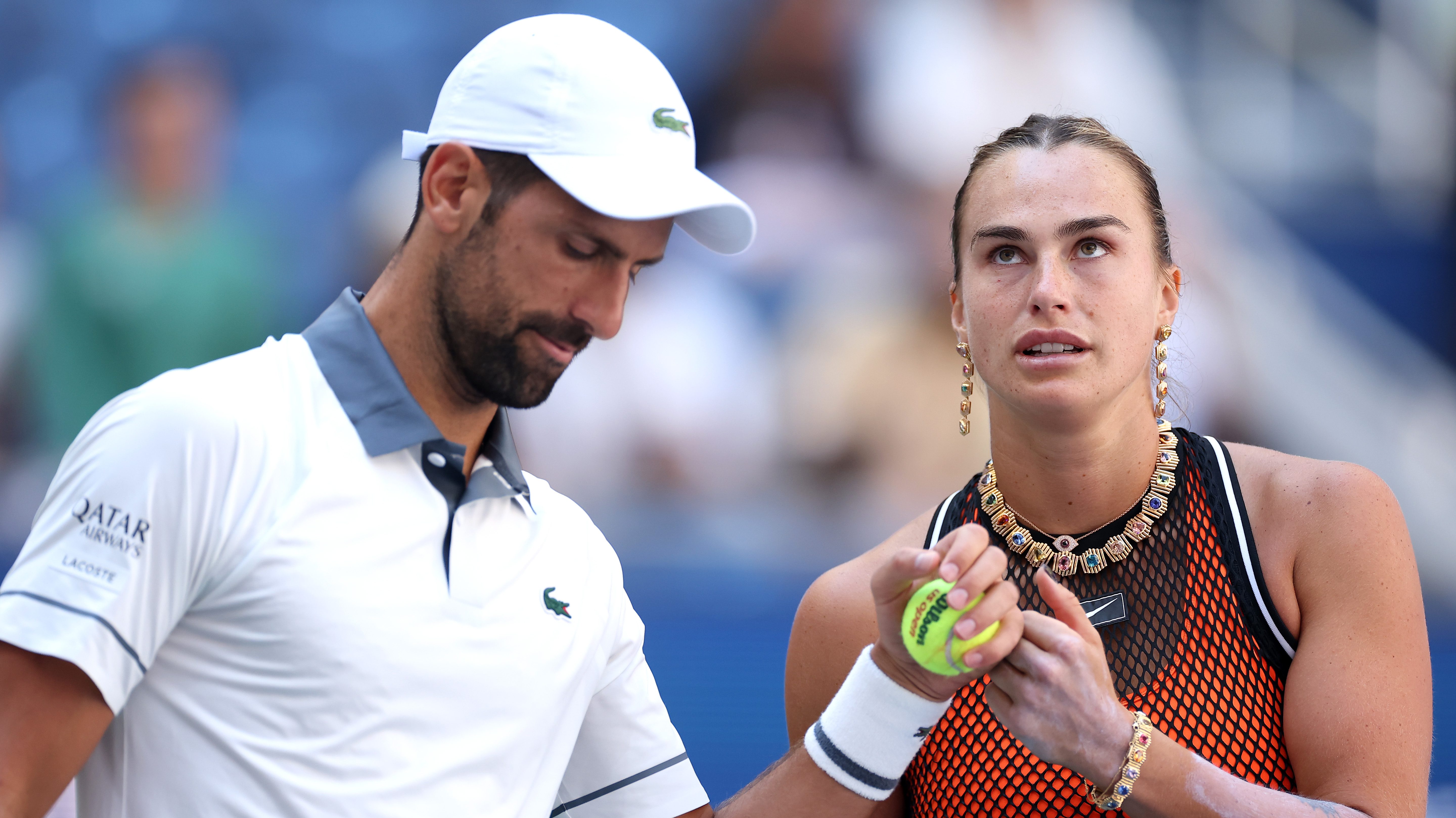 Novak Djokovic of Serbia és Arina Szabalenka