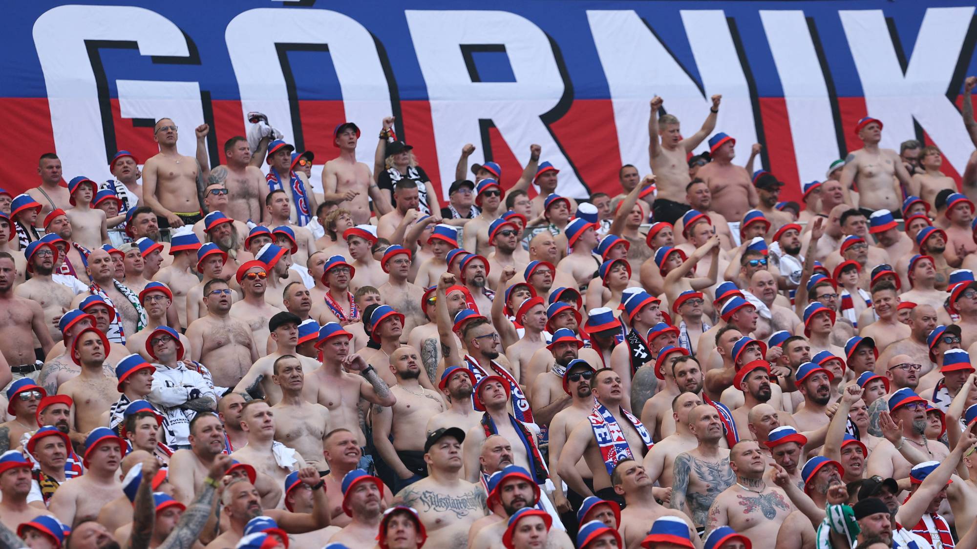 Gornik Zabrze fans after the Polish Cup Final Gornik Zabrze - Rakow Czestochowa at National Stadium in Warsaw, Poland on May 2, 2026. (Photo by Jakub Porzycki/NurPhoto)