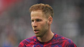 Peter Gulacsi (RB Leipzig) looks on during Matchday 30 1.Bundesliga: Eintracht Frankfurt and RB Leipzig at Deutsche Bank Park, Frankfurt, Germany on April 18 2026. (Photo by Ulrik Pedersen/NurPhoto)