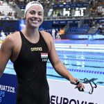 Jackl Vivien a női 400 méteres vegyesúszás előfutama után a párizsi vizes Európa-bajnokságon az olimpiai vizesközpontban 2026. augusztus 12-én.