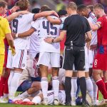 Jamal Musiala napokon belül másodszor esett össze a Bayern München meccsén.