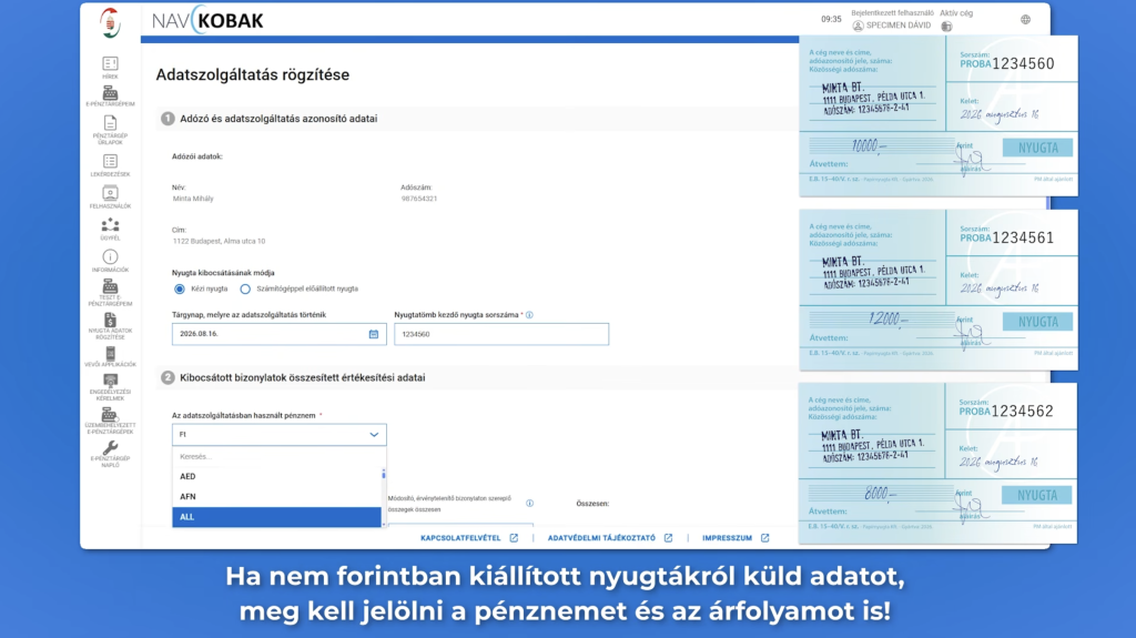 A nyugtaadatok beküldéséről készített oktatóvideót a NAV
