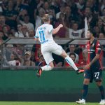 Kevin De Bruyne of SSC Napoli celebrates after scoring first goal during the Serie A Enilive match between Genoa CFC and SSC Napoli at Luigi Ferraris Stadium on August 22, 2026 in Genoa, Italy (Photo by Giuseppe Maffia/NurPhoto)