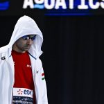 Milák Kristóf a férfi 50 méteres gyorsúszás döntője előtt a párizsi vizes Európa-bajnokságon az olimpiai vizesközpontban 2026. augusztus 16-án.