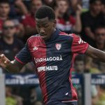 Trepy Yael Fritz Junior (#19) of Cagliari Calcio plays during the Italy Cup Frecciarossa match between Cagliari Calcio and S.S. Arezzo 1923 in Italy, on August 14, 2026. (Photo by Alessandro Tocco/NurPhoto)