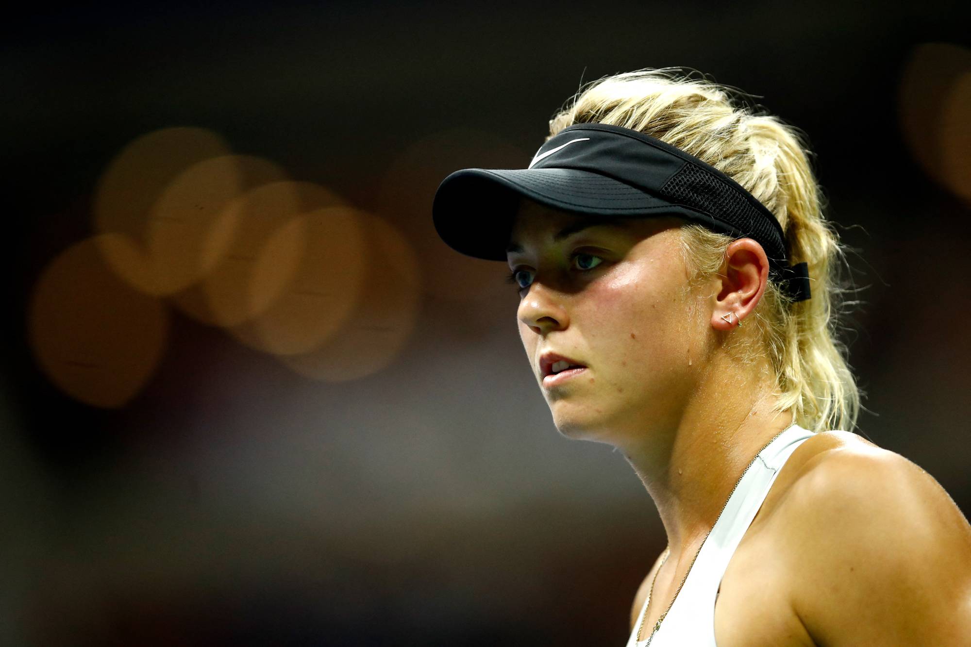 NEW YORK, NY - AUGUST 29: Carina Witthoeft of Germany reacts during her women's singles second round match against Serena Williams of the United States on Day Three of the 2018 US Open at the USTA Billie Jean King National Tennis Center on August 29, 2018 in the Flushing neighborhood of the Queens borough of New York City. Julian Finney/Getty Images/AFP